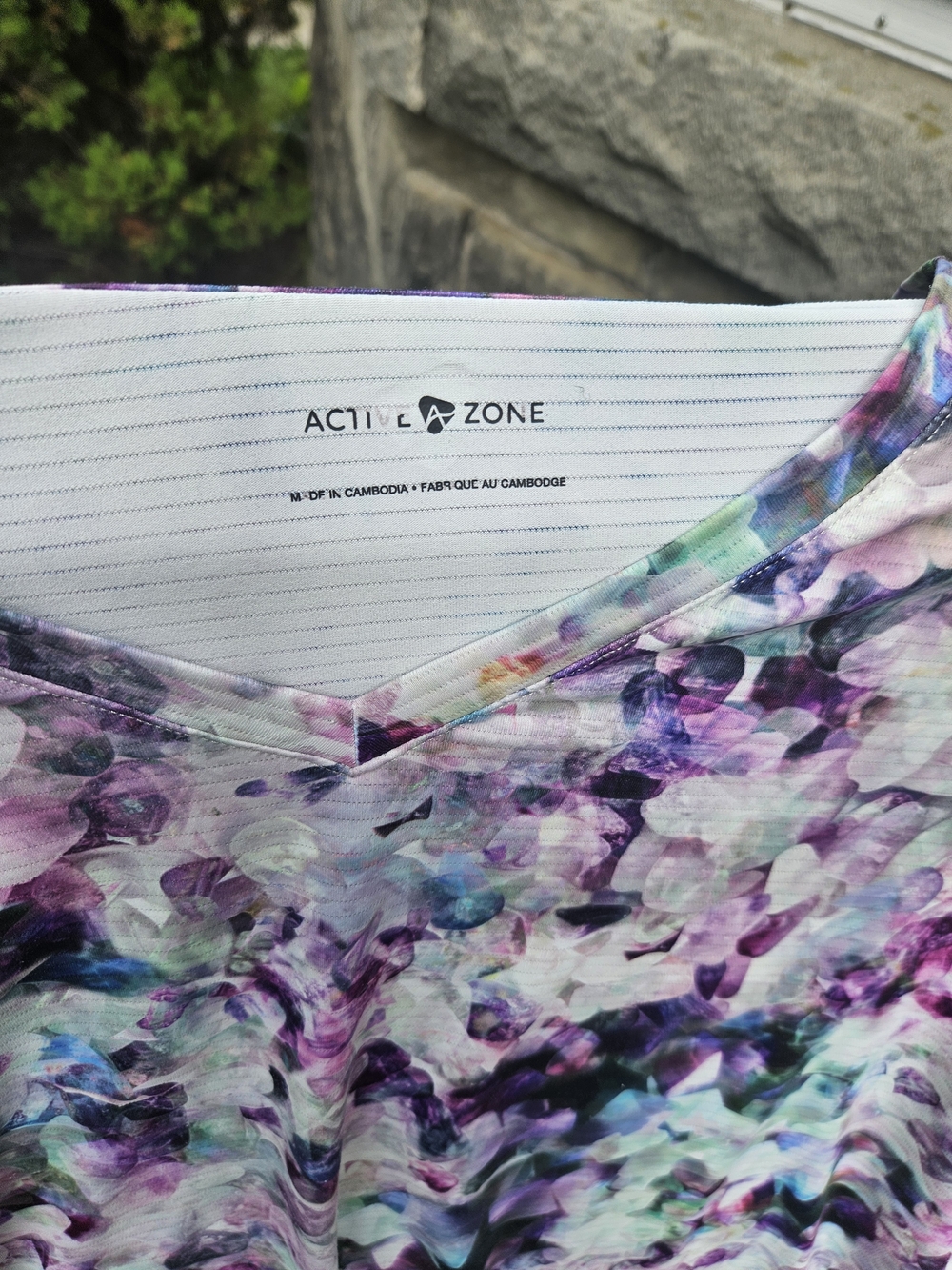 Activezone Women's Multicolor Floral-Print V-Neck Long Sleeve Top - Picture 3 of 4
